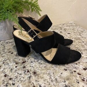 SAM EDELMAN CIRCUS BLACK SUEDE STRAPPED SANDALS